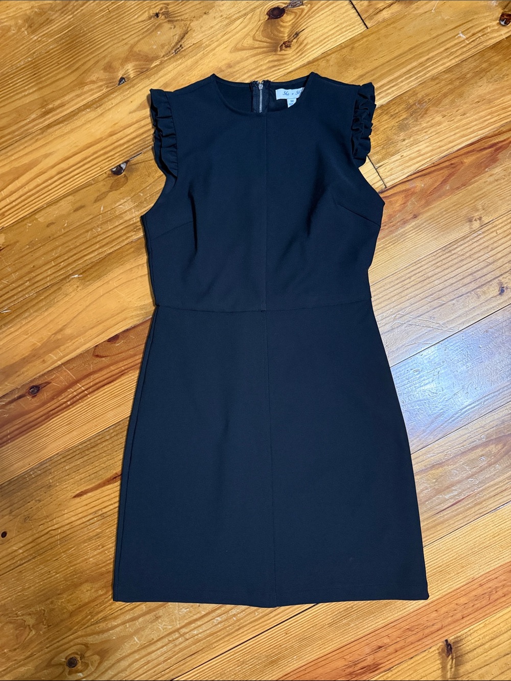 She + Sky Black Ruffle Sleeve Mini Dress